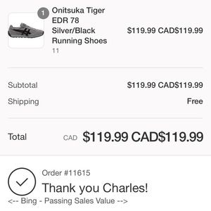 Never worn Onitsuka Tiger EDR 78 Silver & Black